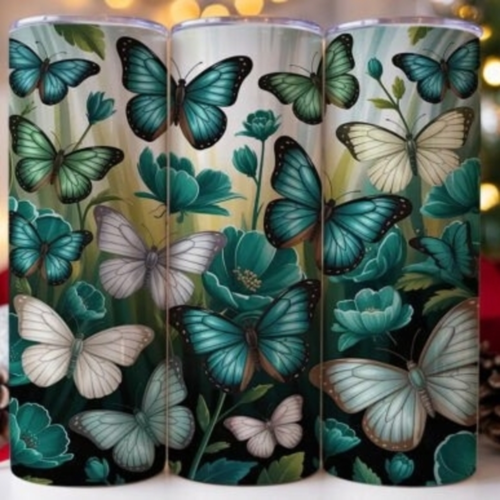 Butterfly Floral Tumbler Set